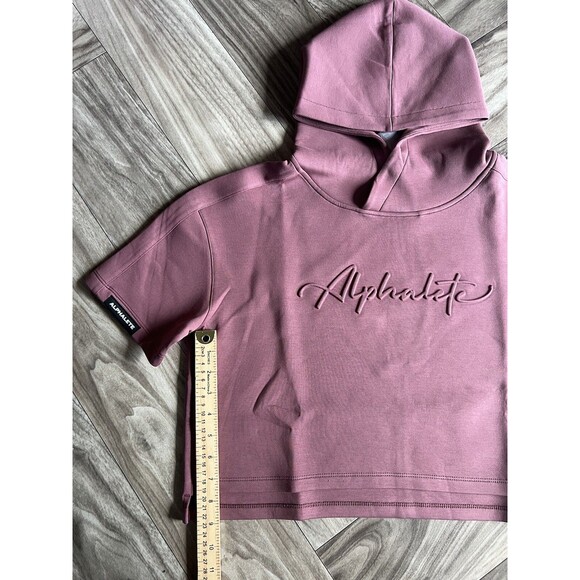 Alphalete Woman’s ELMTS Half Sleeve Crop Hoodie - Mauve , Size Small - Picture 4 of 8